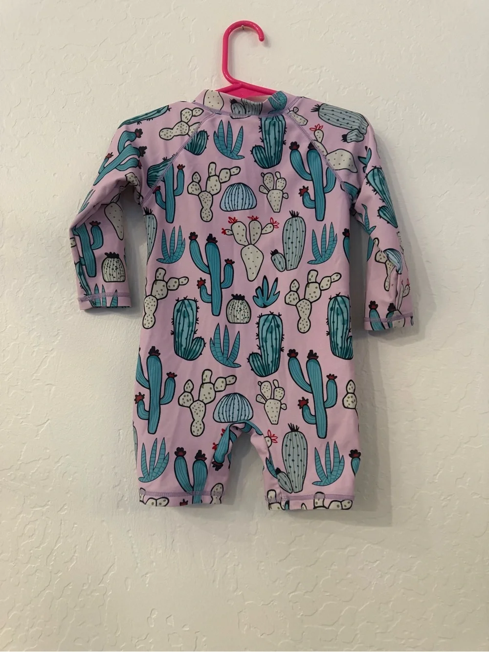 Pink Cactus Print Infant Swimsuit Romper